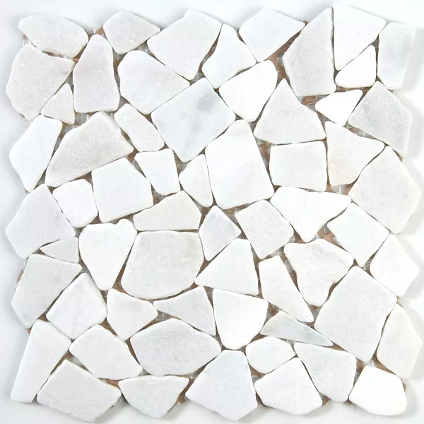 Mosaico Marmo Rotte Piastrelle Bianco