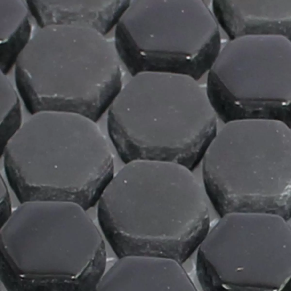 Muster von Glasmosaik Fliesen Brockway Hexagon Eco Schwarz