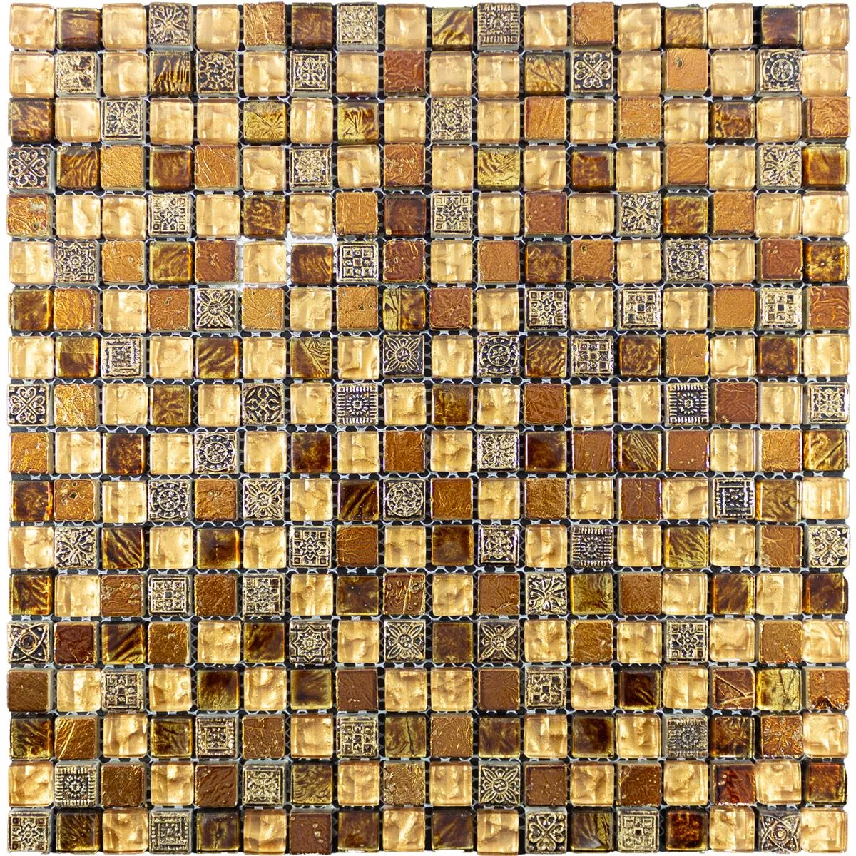 Glas Marmor Mosaikfliesen Majestic Braun Gold