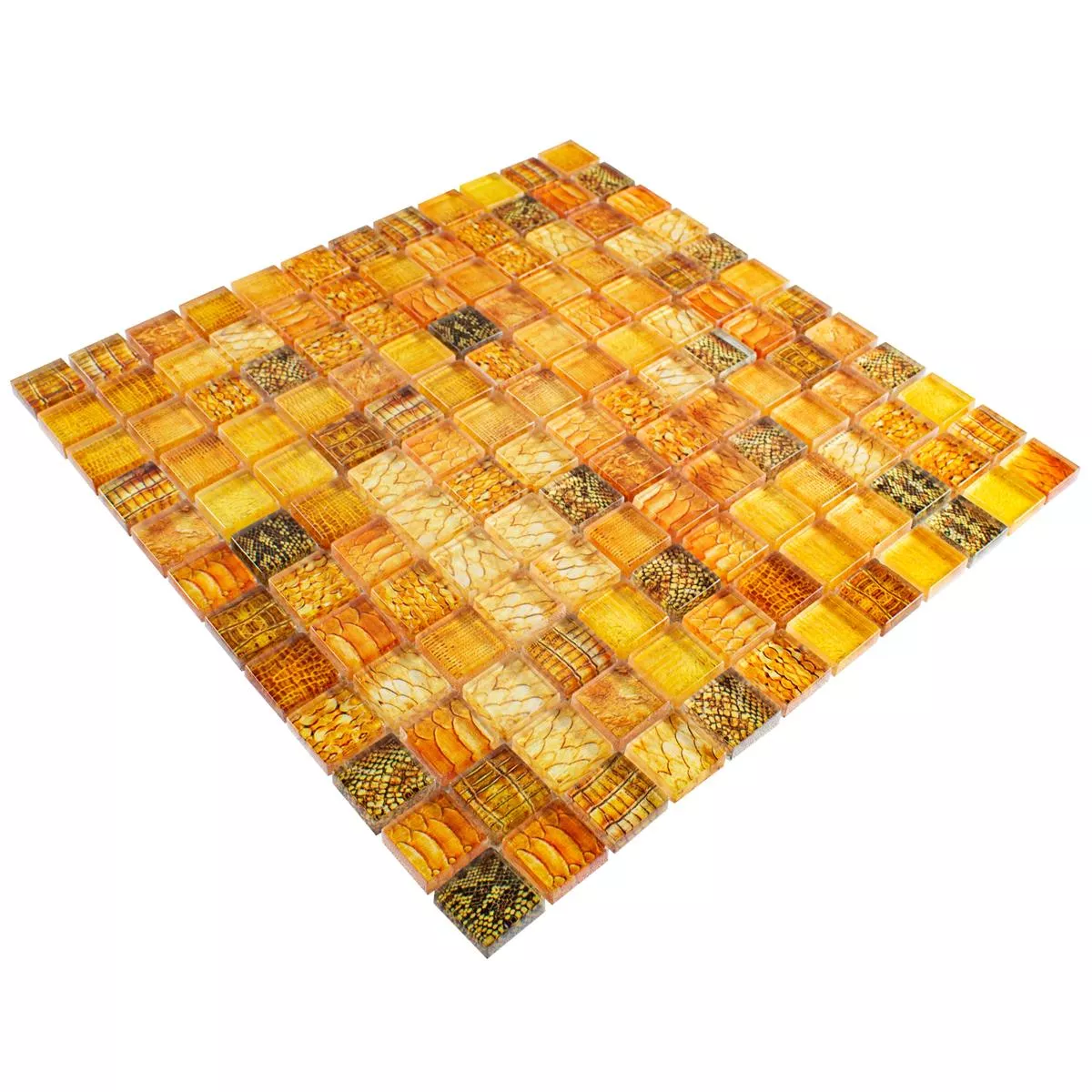 Muster von Glasmosaik Fliesen Python Orange 23