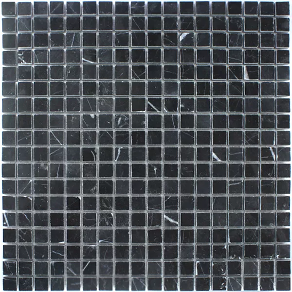 Mosaikfliesen Marmor 15x15x8mm Schwarz Poliert