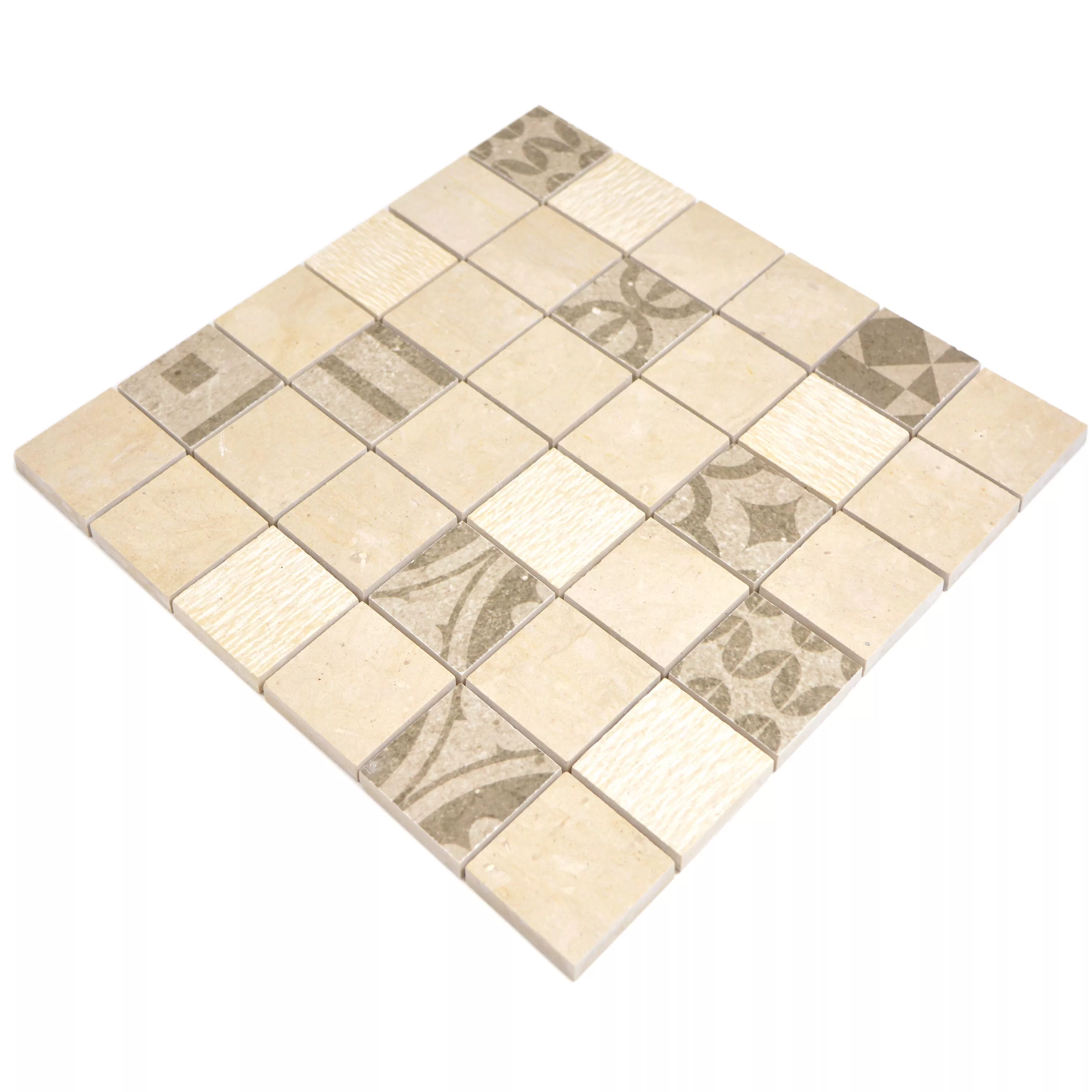 Muster von Keramik Mosaikfliesen Mythos Quadrat Beige