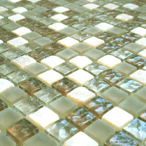 Muster von Mosaikfliesen Glas Marmor  Beige Mix Onyx