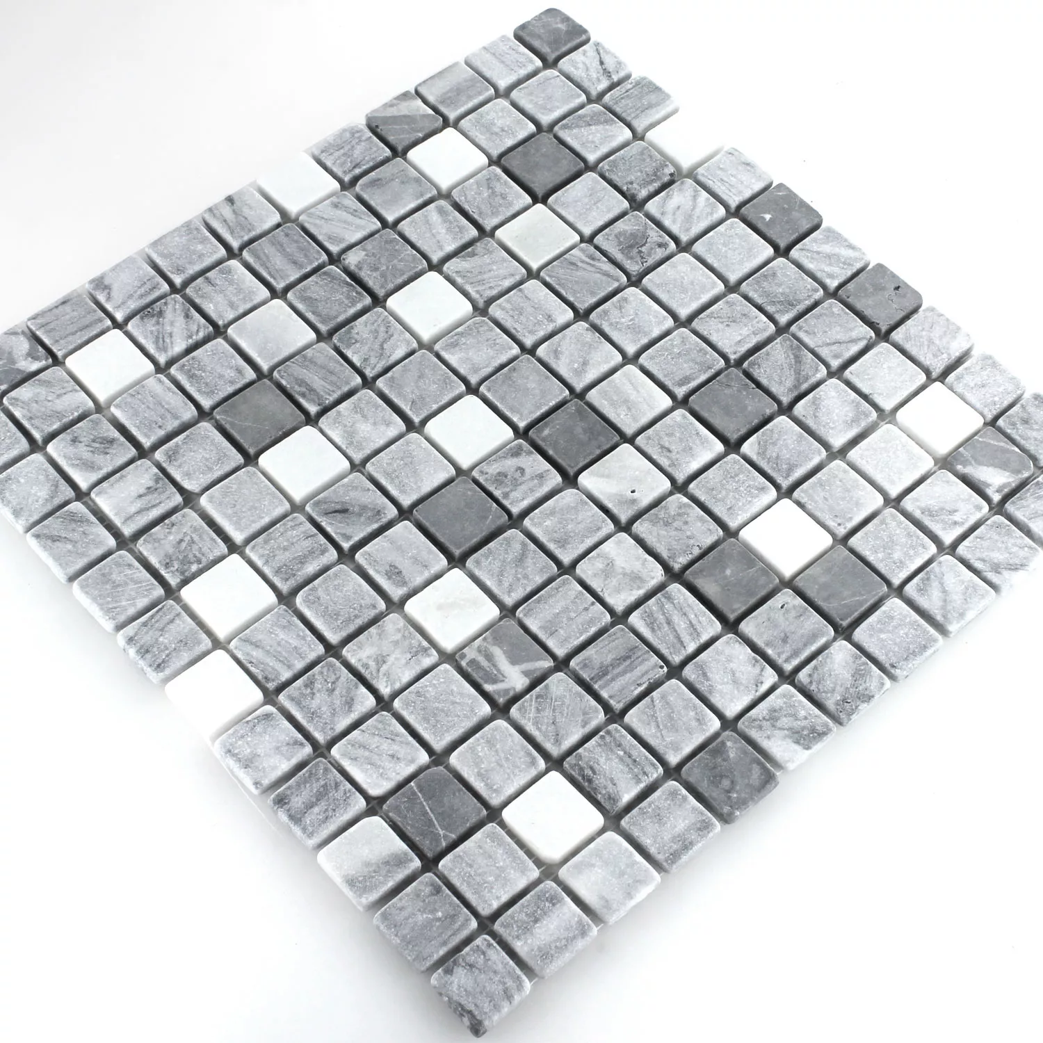Mosaikfliesen Marmor Schwarz Grau 23x23x7mm
