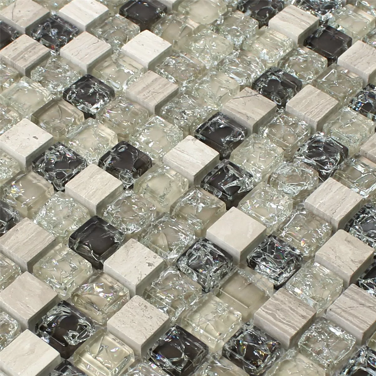 Mosaikfliesen Glas Naturstein Bruchglas Grün Grau