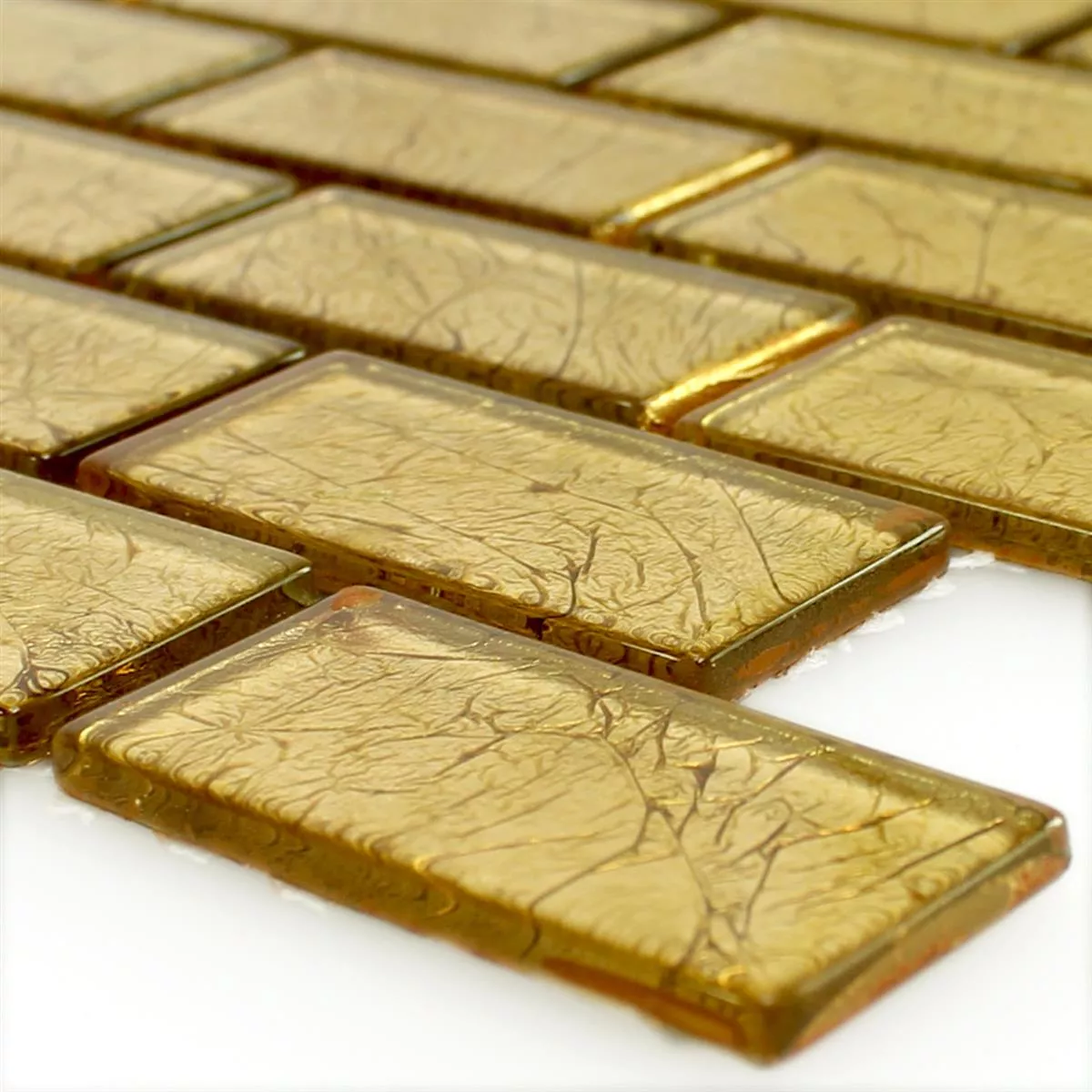 Muster von Mosaikfliesen Glas Brick Crystal Gold Struktur