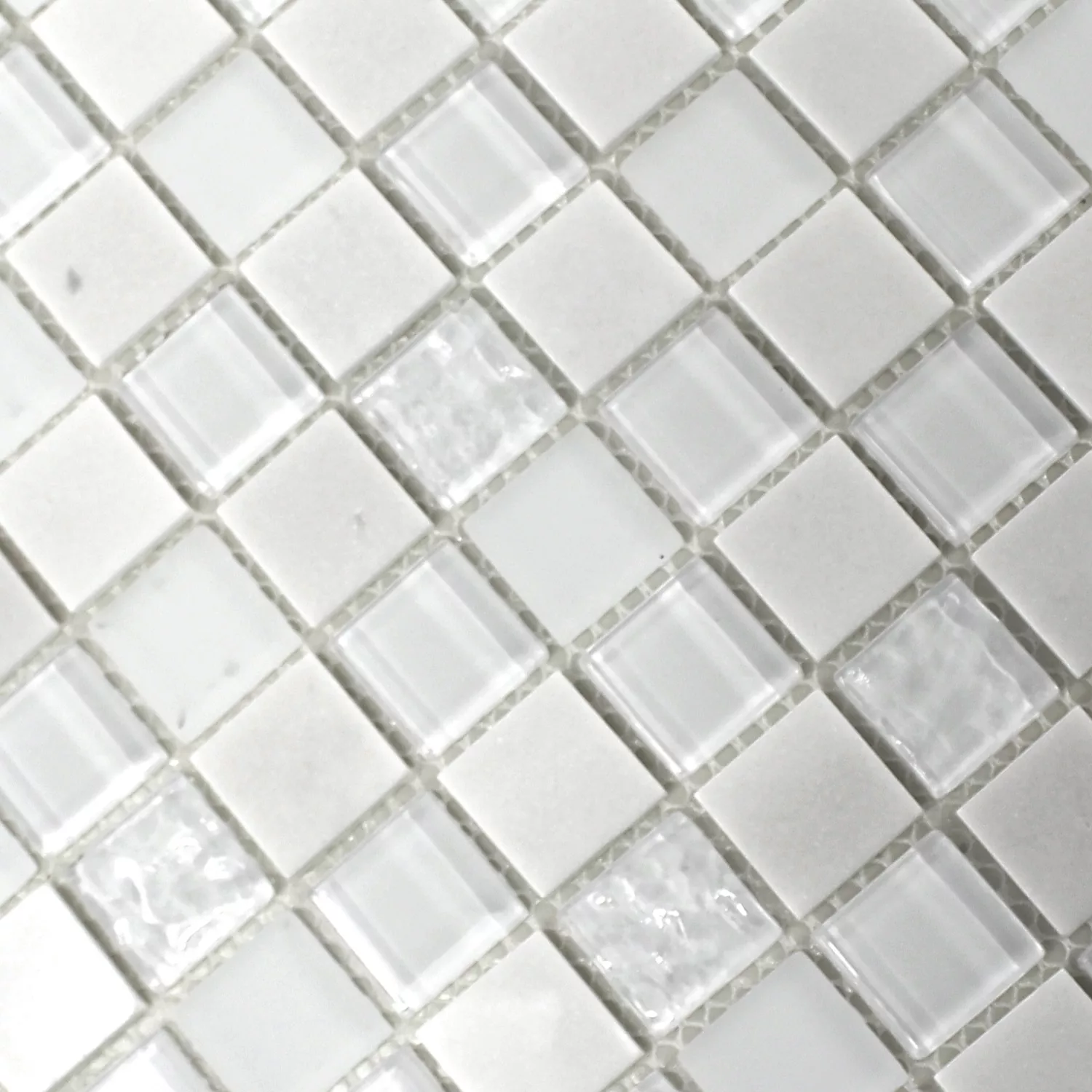Selbstklebende Mosaik Naturstein Glas Mix Weiss