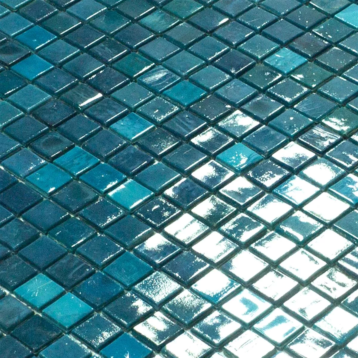 Campione Mosaico Di Vetro Piastrelle New River Azur Blu Mix