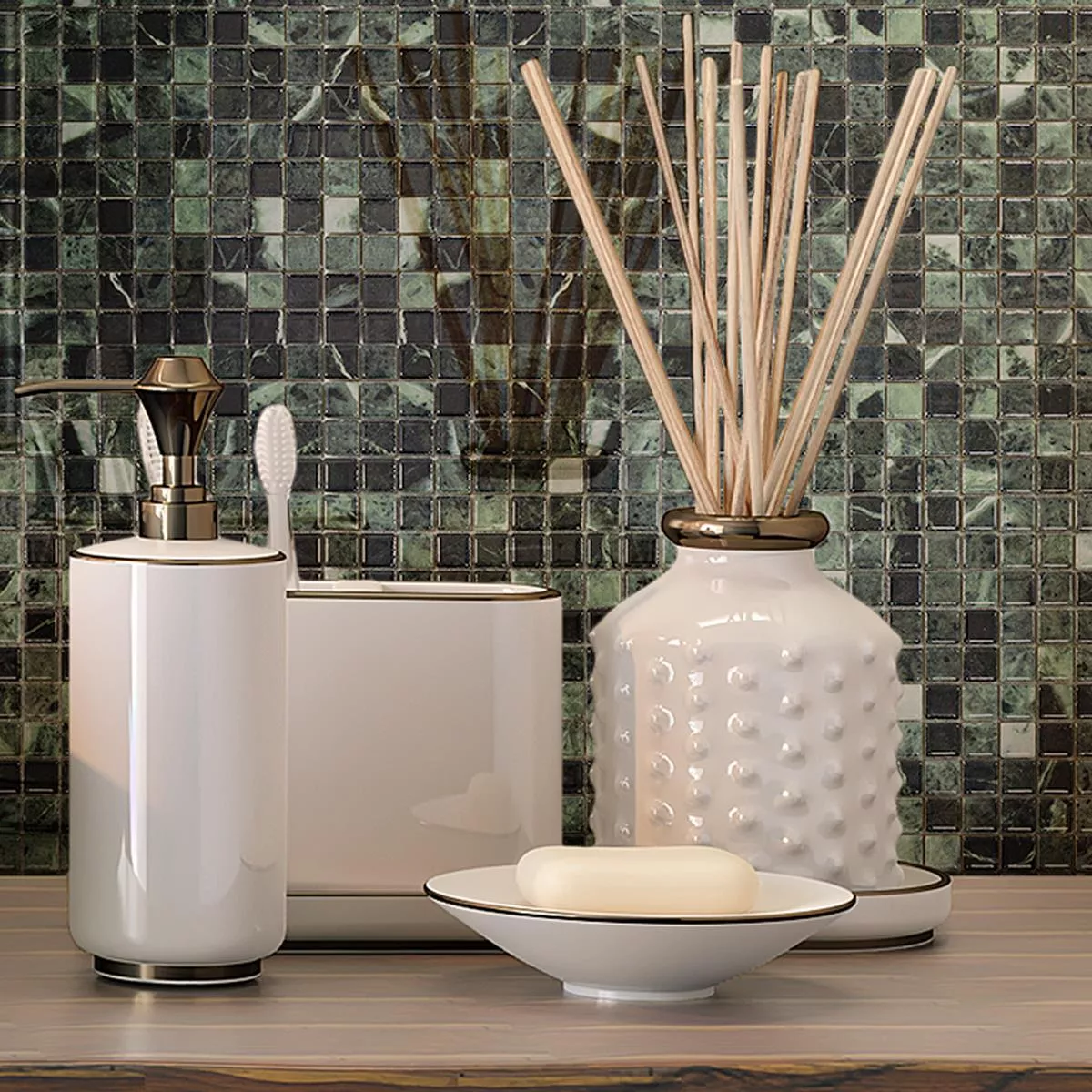 Ceramica Mosaico Piastrelle Elysium Marmo Ottica Verde 12