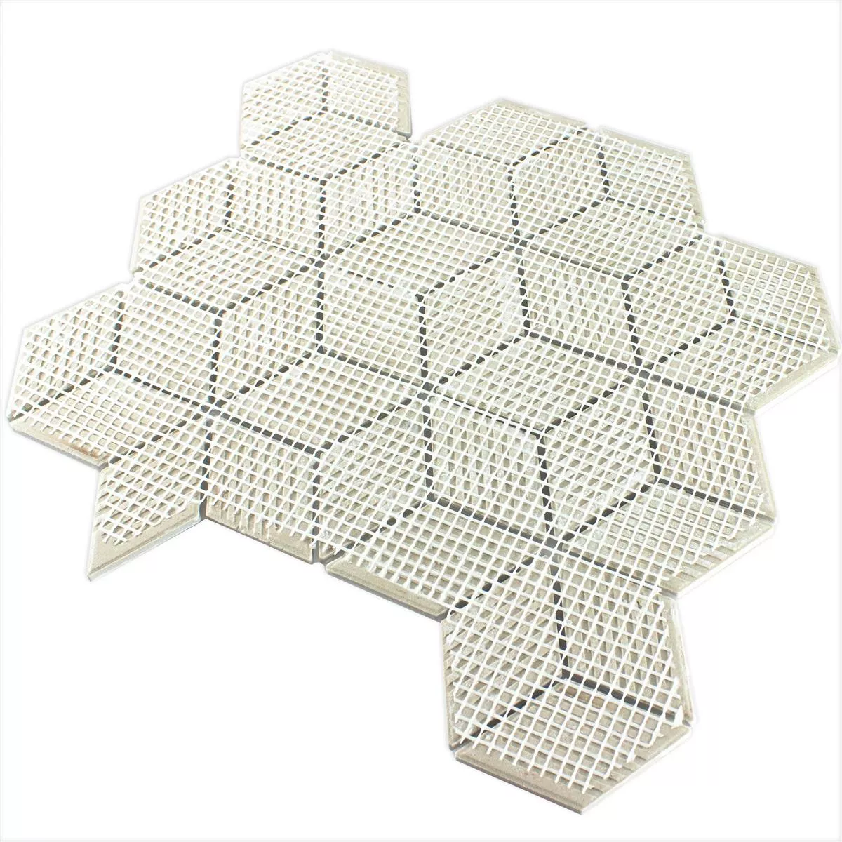 Campione Ceramica Mosaico Cavalier 3D Dadi Opaco Bianco