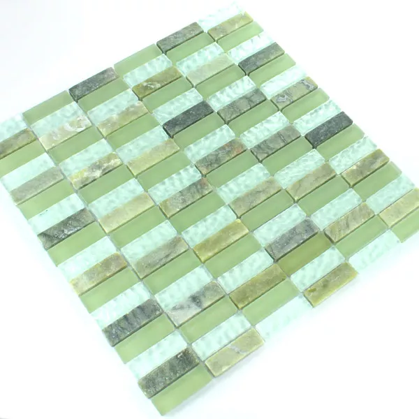 Mosaikfliesen Glas Marmor 15x48x8mm Grün Mix Sticks