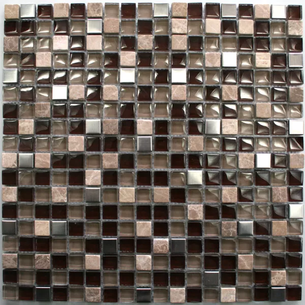 Mosaikfliesen Glas Marmor Edelstahl Braun Mix