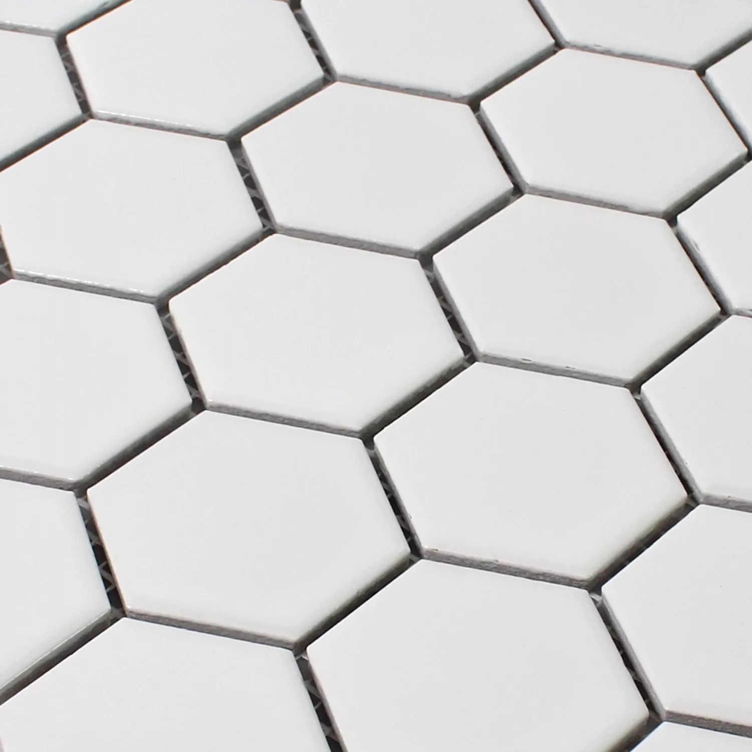 Mosaïque Céramique Hexagone Blanc Mat