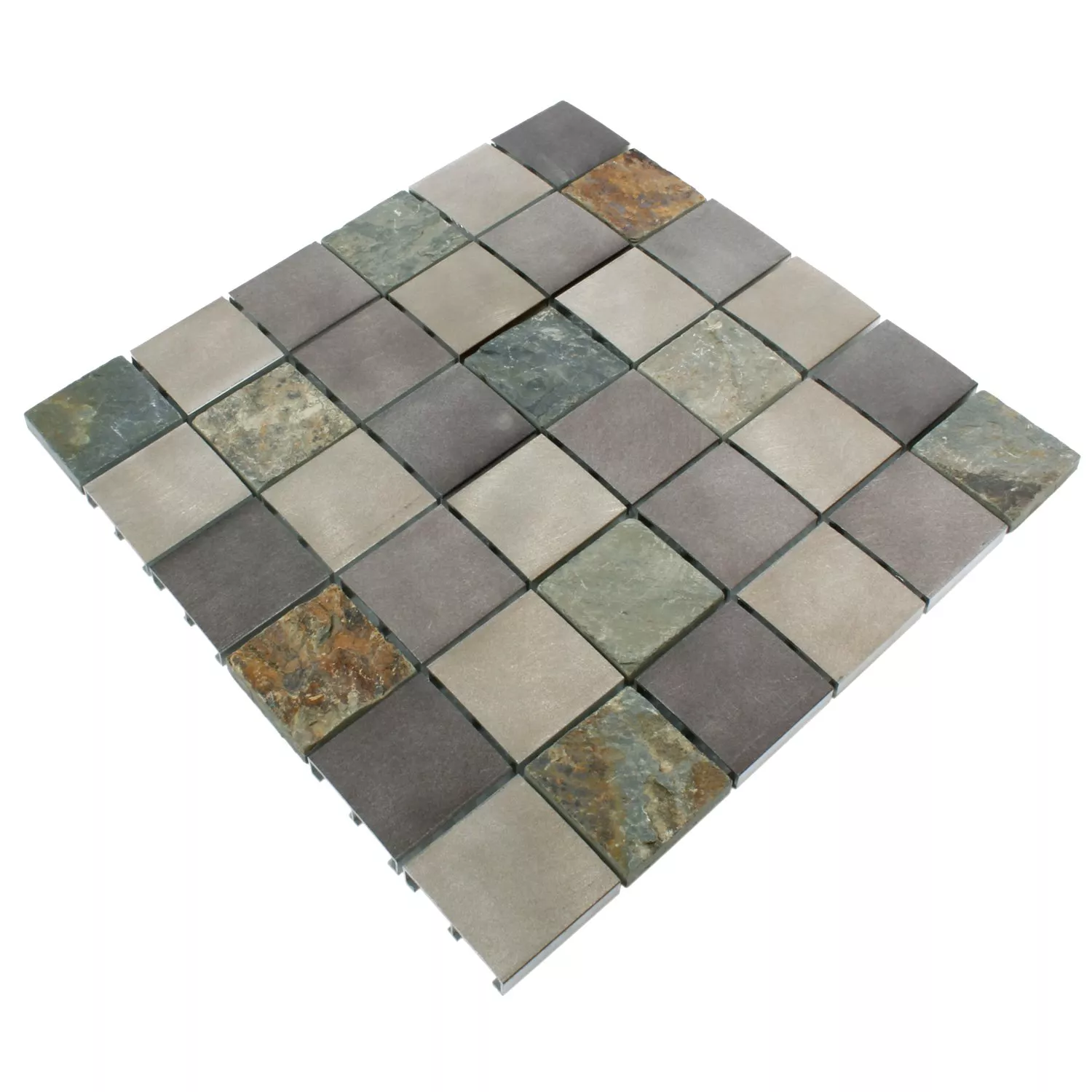 Campione Mosaico Pietra Naturale Alluminio Moon Marrone