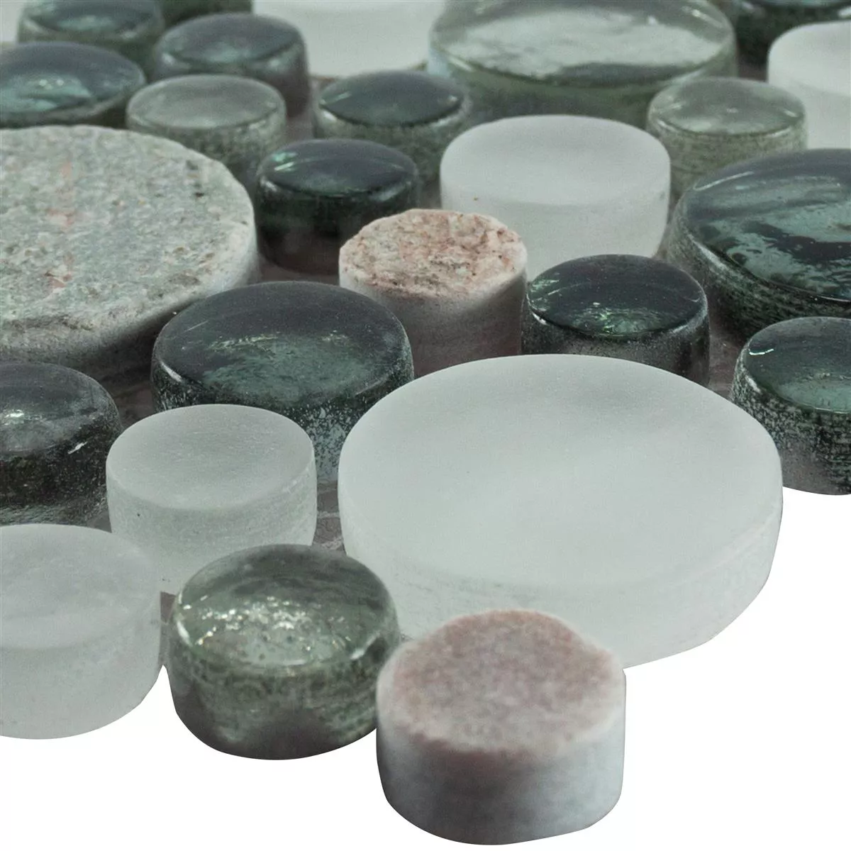 Glas Naturstein Mosaikfliesen Stonewater Grau Blau Mix