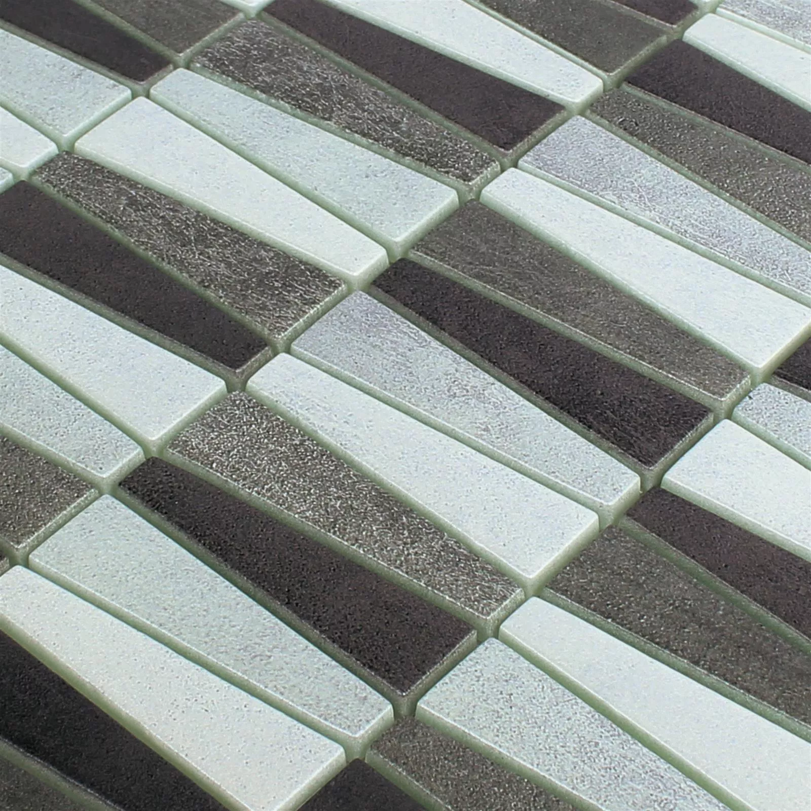 Mosaico Di Vetro Piastrelle Wolgagrad Nero Grigio Argento