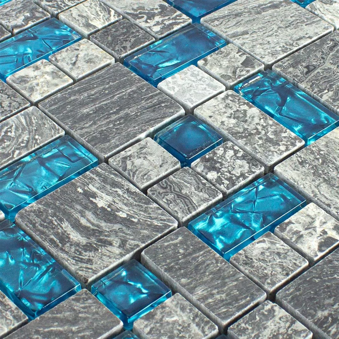 Mosaico Di Vetro Pietra Naturale Piastrelle Manavgat Grigio Blu 2 Mix