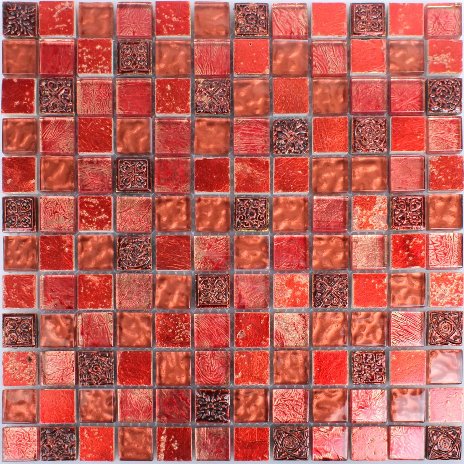 Mosaikfliesen Glas Naturstein Maya Red