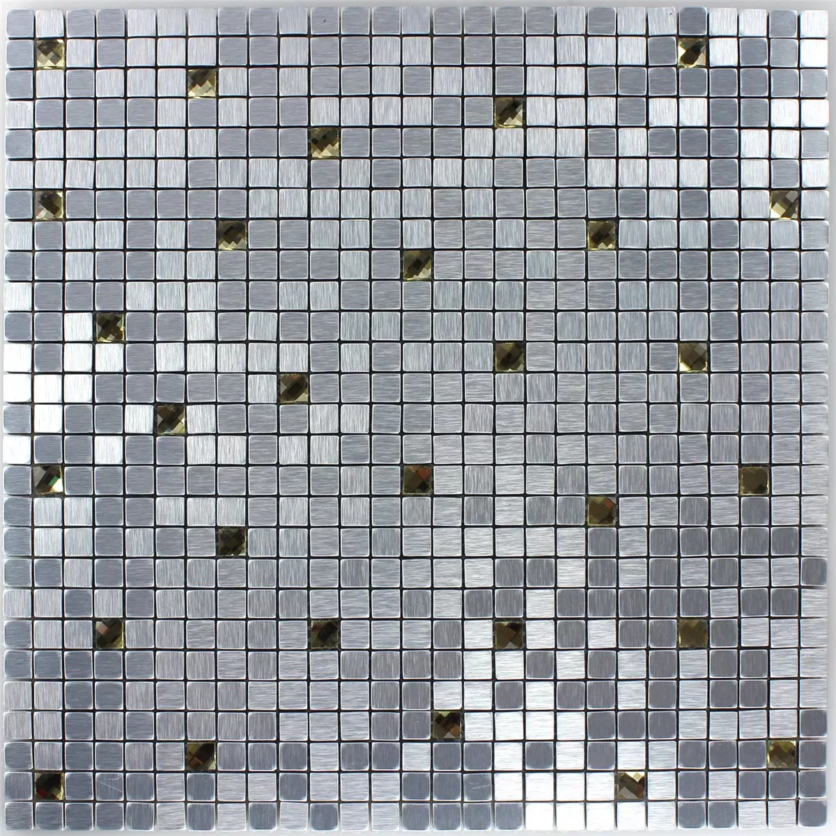 Muster von Mosaikfliesen Glas Metall Silber Gold Diamant 