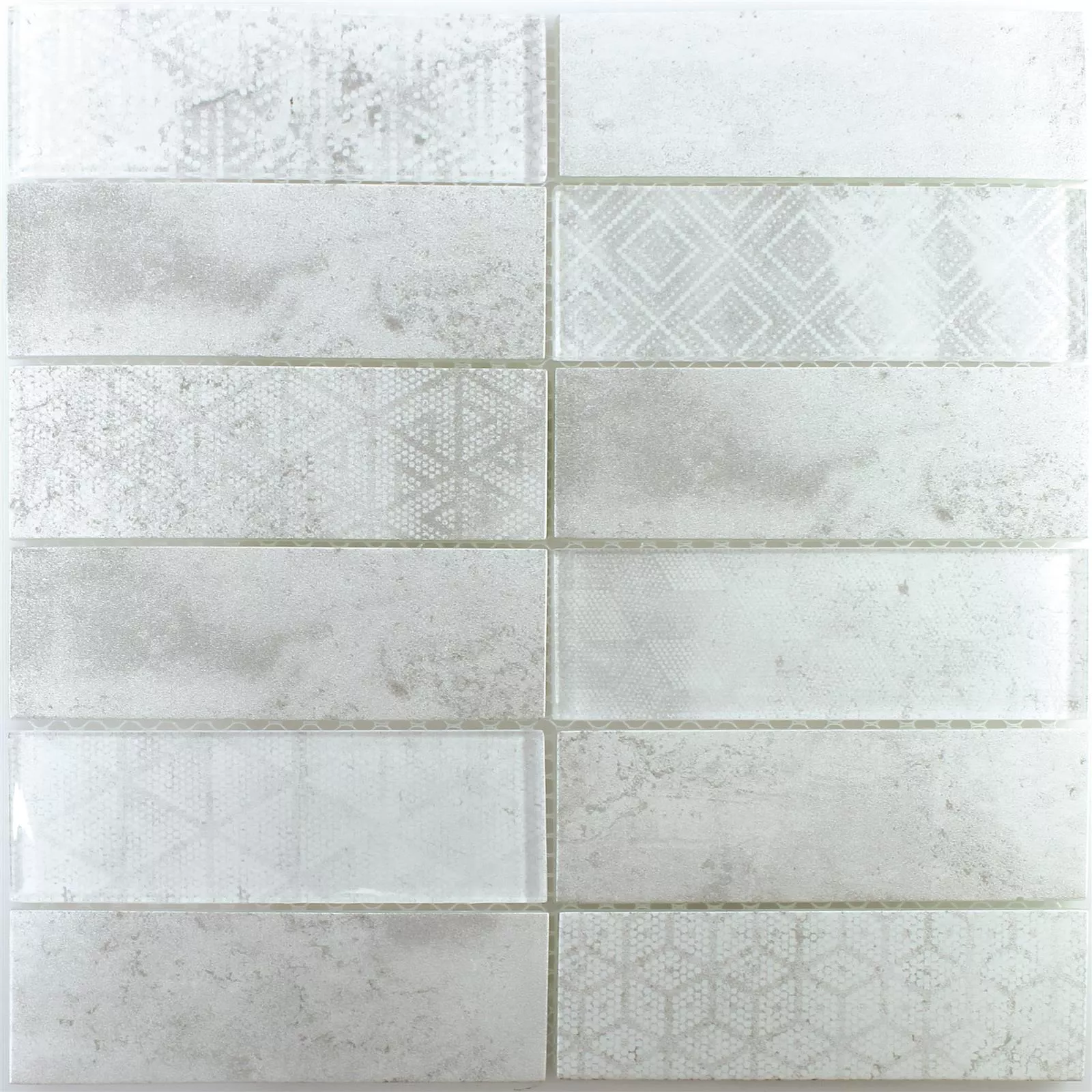 Mosaico Di Vetro Piastrelle Patras Grigio Bianco
