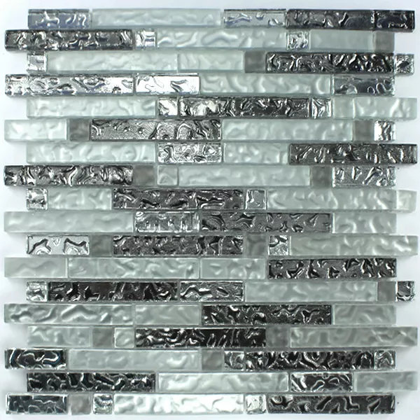 Mosaico Vetro Piastrella Argento Metallo