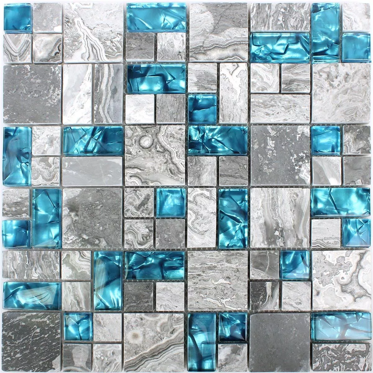 Muster Glasmosaik Natursteinfliesen Sinop Grau Blau 2 Mix