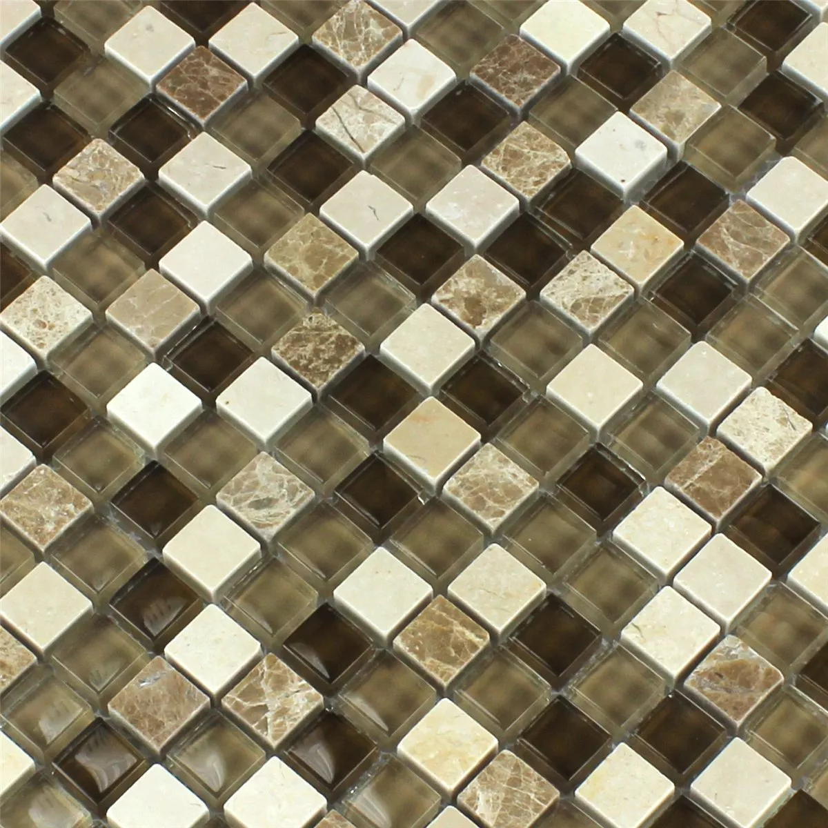 Muster von Mosaikfliesen Glas Marmor Braun Beige 
