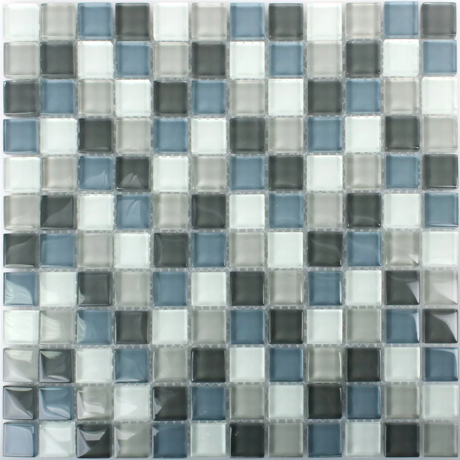 Mosaikfliesen Glas Palmas Grau Blau Weiss