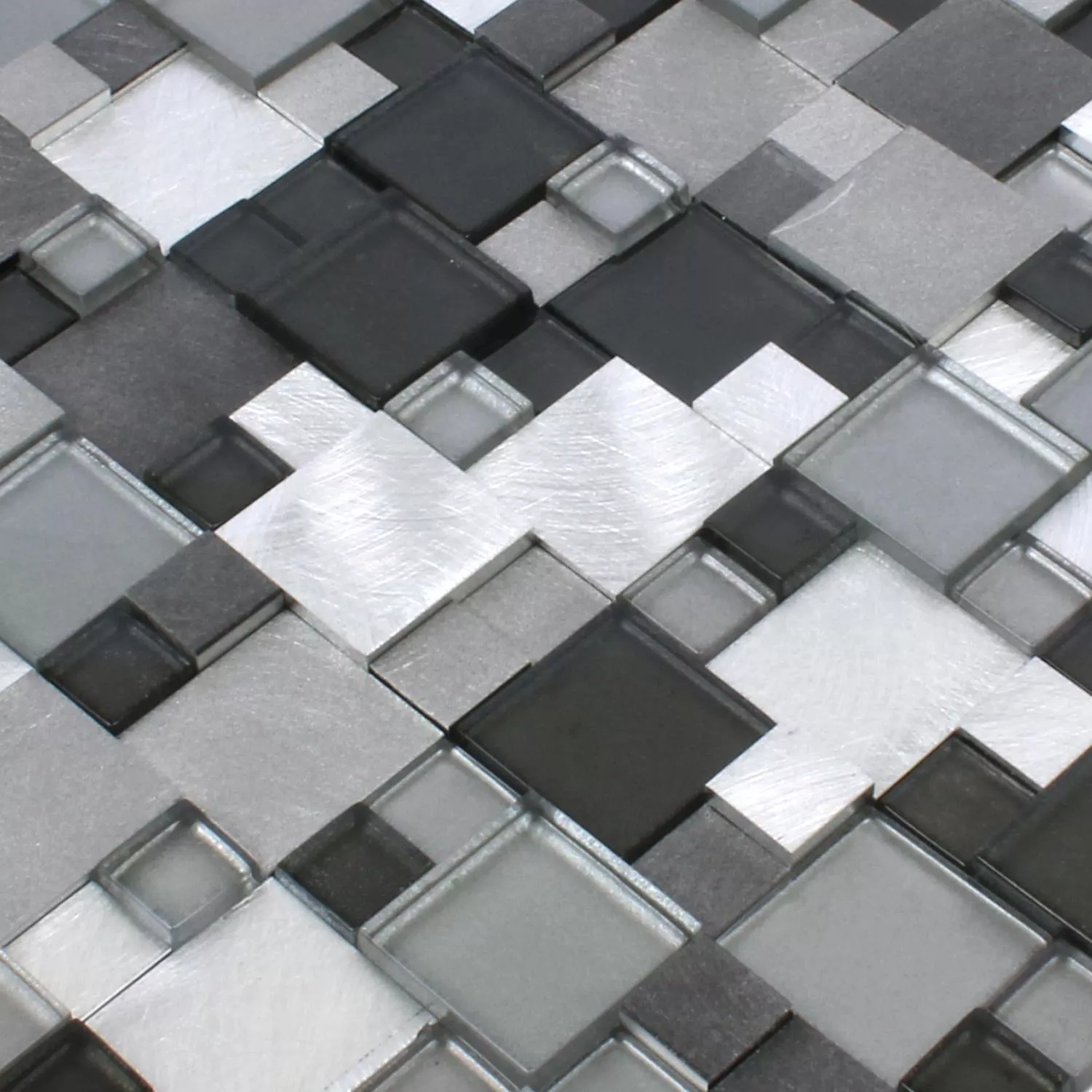 Mosaico Vetro Alluminio Condor 3D Nero Mix