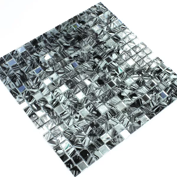 Glasmosaik Spiegel Grau Marmoriert 15x15x6mm