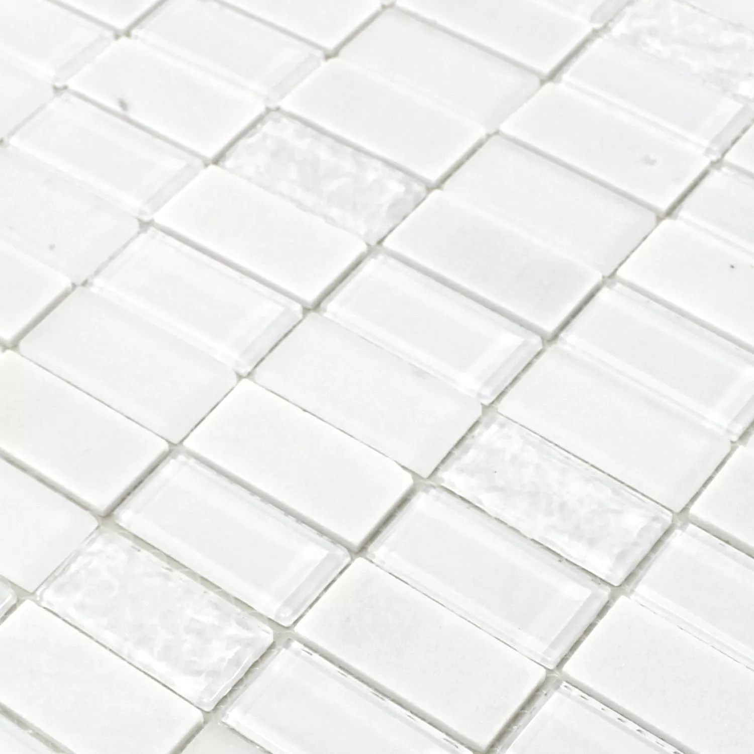 Campione Autoadesivoe Mosaico Pietra Naturale Vetro Mix Bianco Lucidato