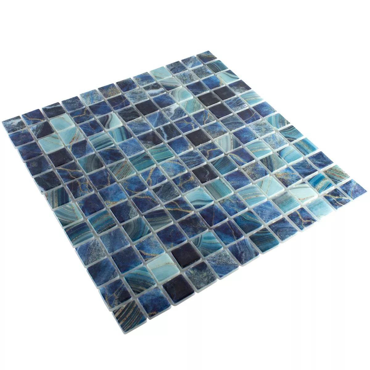 Glas Schwimmbad Mosaik Baltic Blau Türkis 25x25mm
