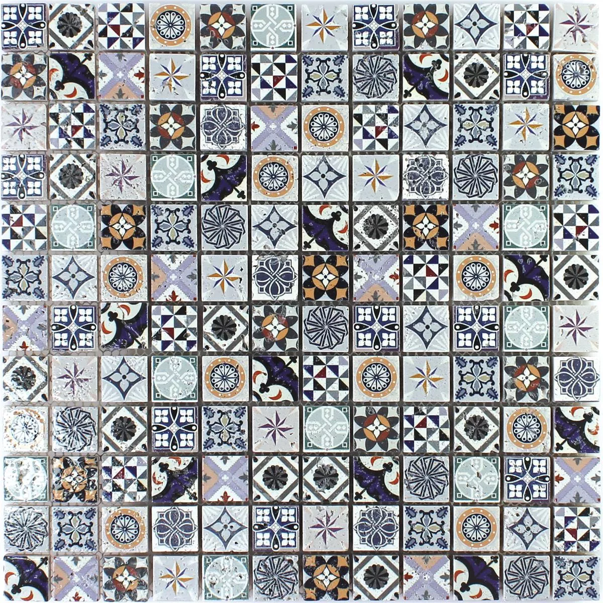 Mosaico In Pietra Naturale Piastrelle Iraklion Colorato