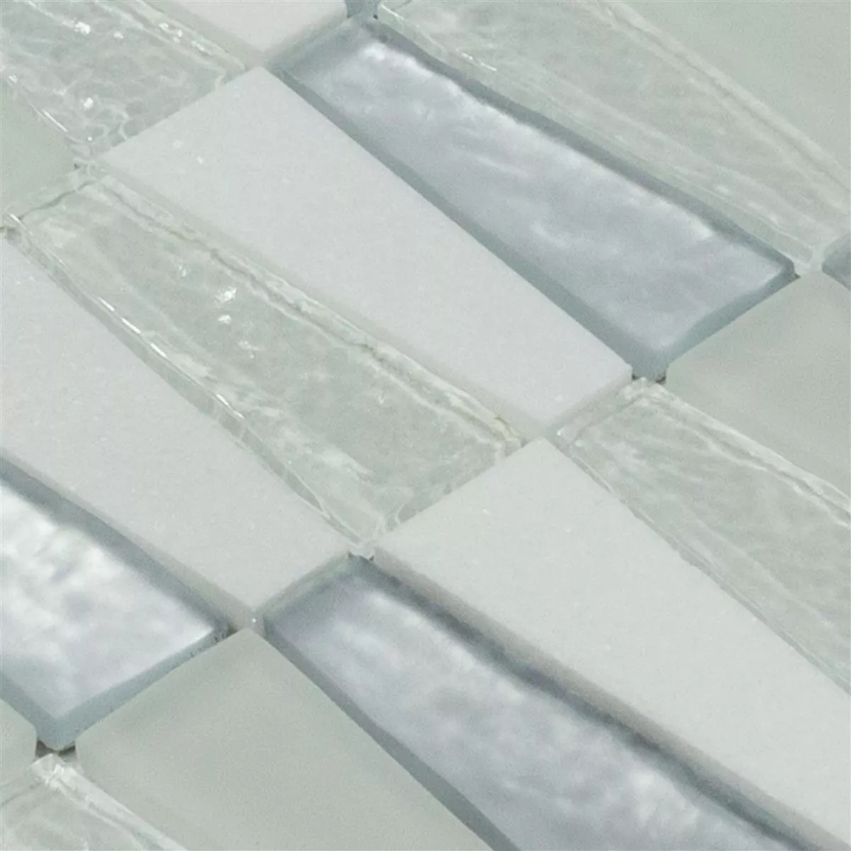 Muster von Glas Naturstein Mosaik Fliesen Marseille Weiß Mix 