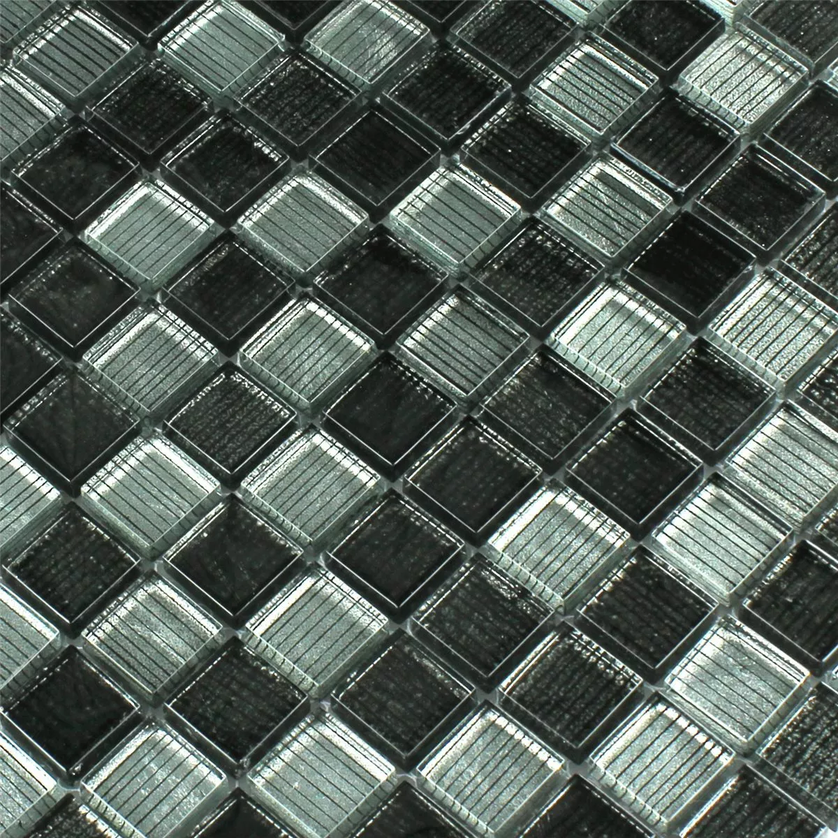 Mosaikfliesen Glas String Schwarz Grau Gestreift