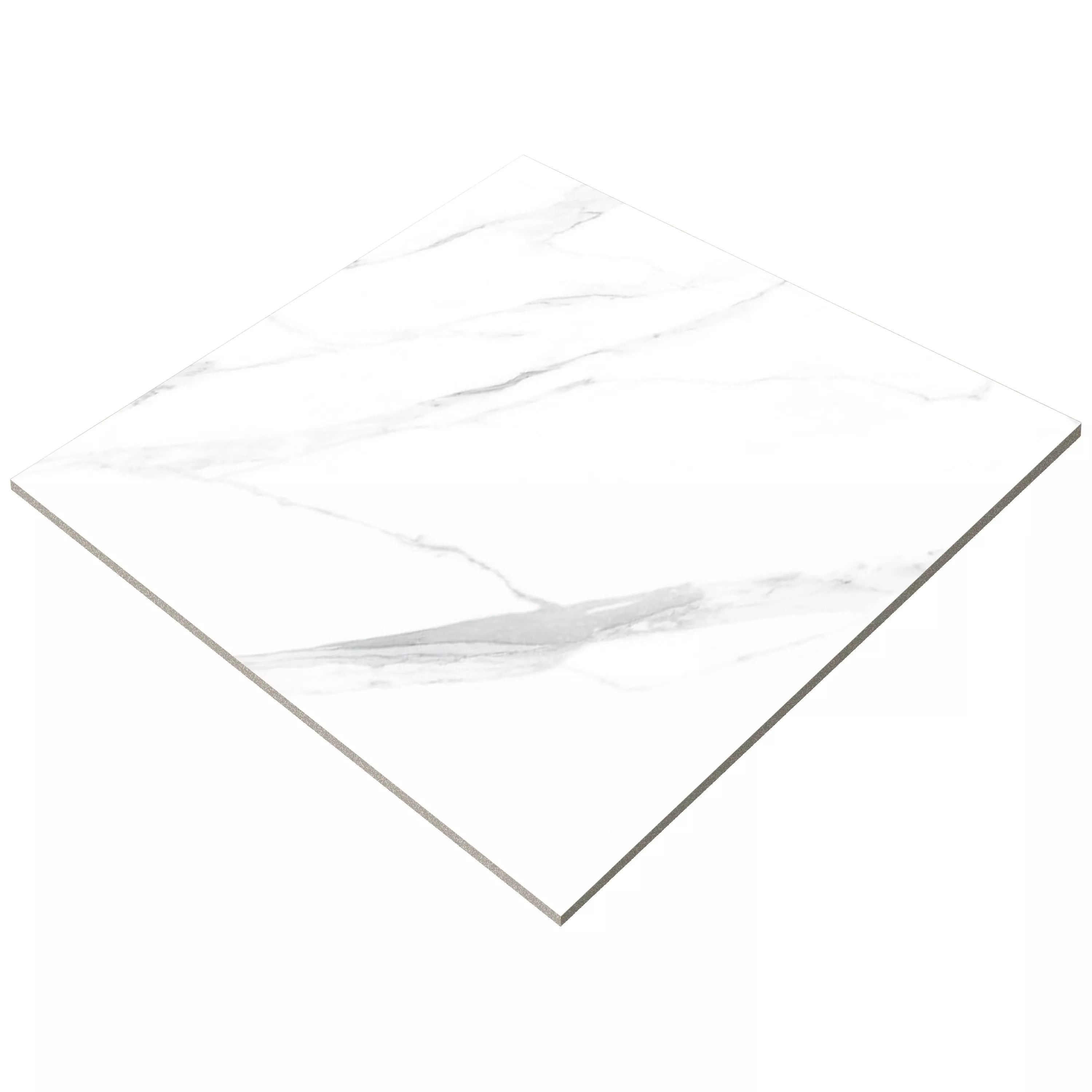 Muster von Bodenfliesen Serenity Marmoroptik Poliert Weiß 60x60cm