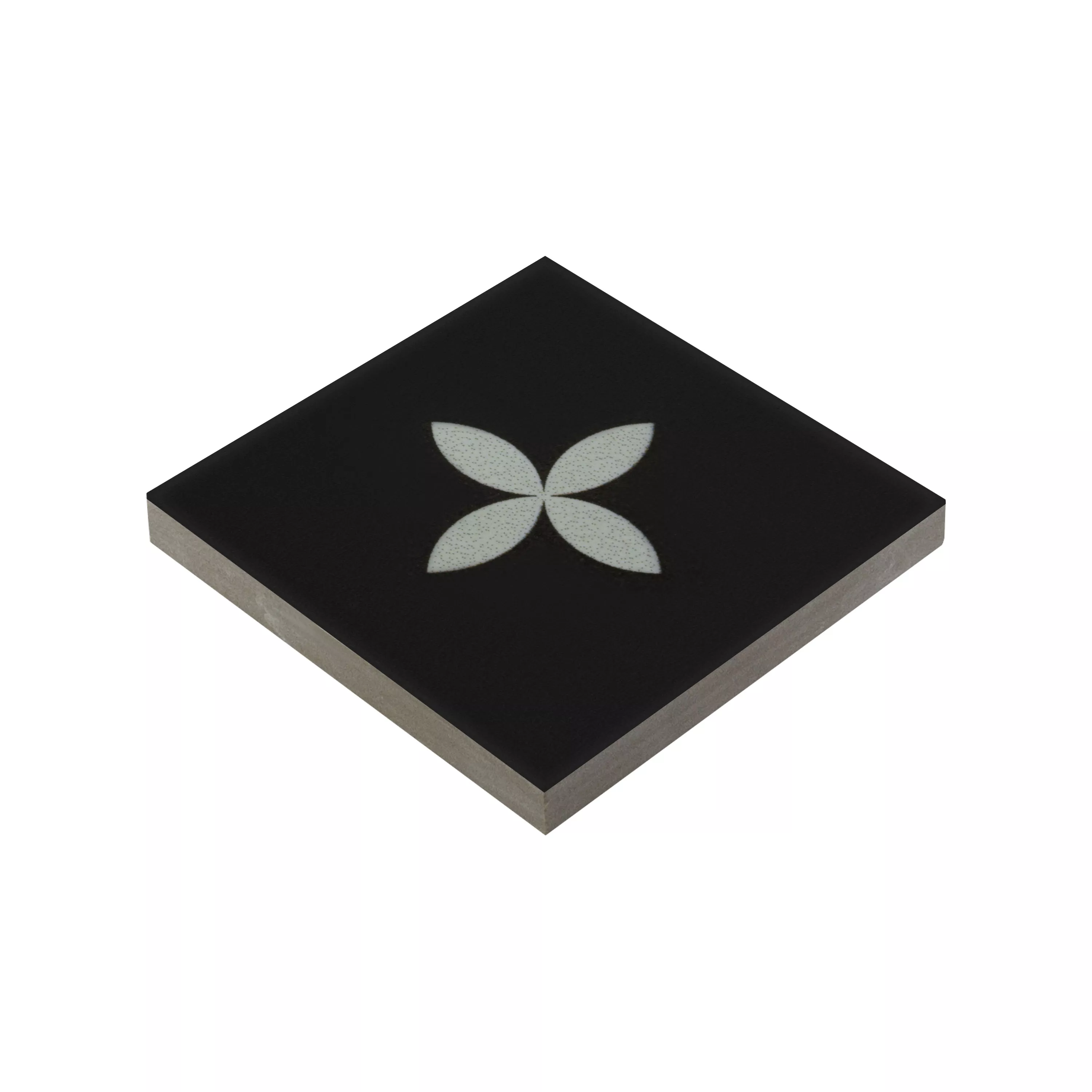 Grès Cérame Pleine Masse Carrelage Genexia Noir Blanc Decor 2 Rosone 4,6x4,6cm Grès Cérame Pleine Masse Carrelage Genexia Noir Blanc Decor 2 Rosone 4,6x4,6cm