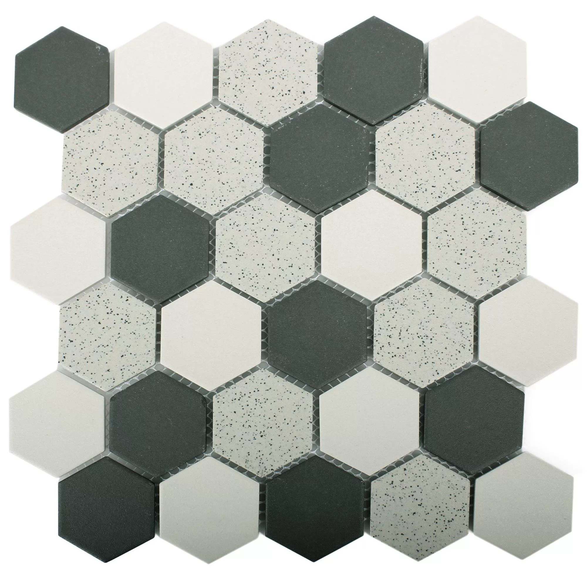 Ceramica Mosaico Monforte Hexagon Nero Grigio 51