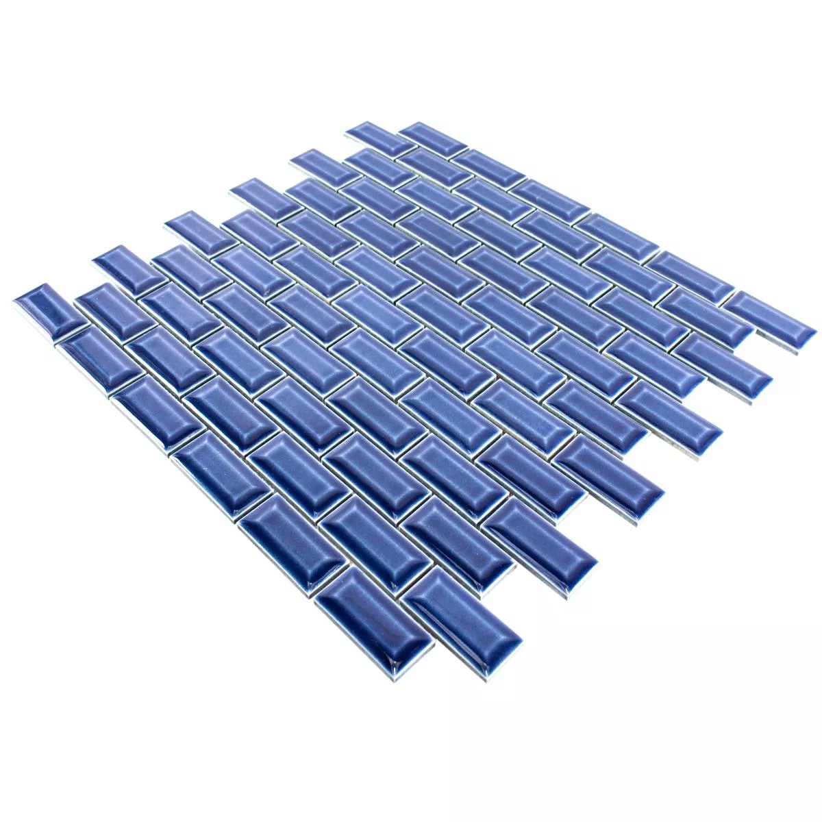 Campione Ceramica Mosaico Piastrelle Organica Metro Blu