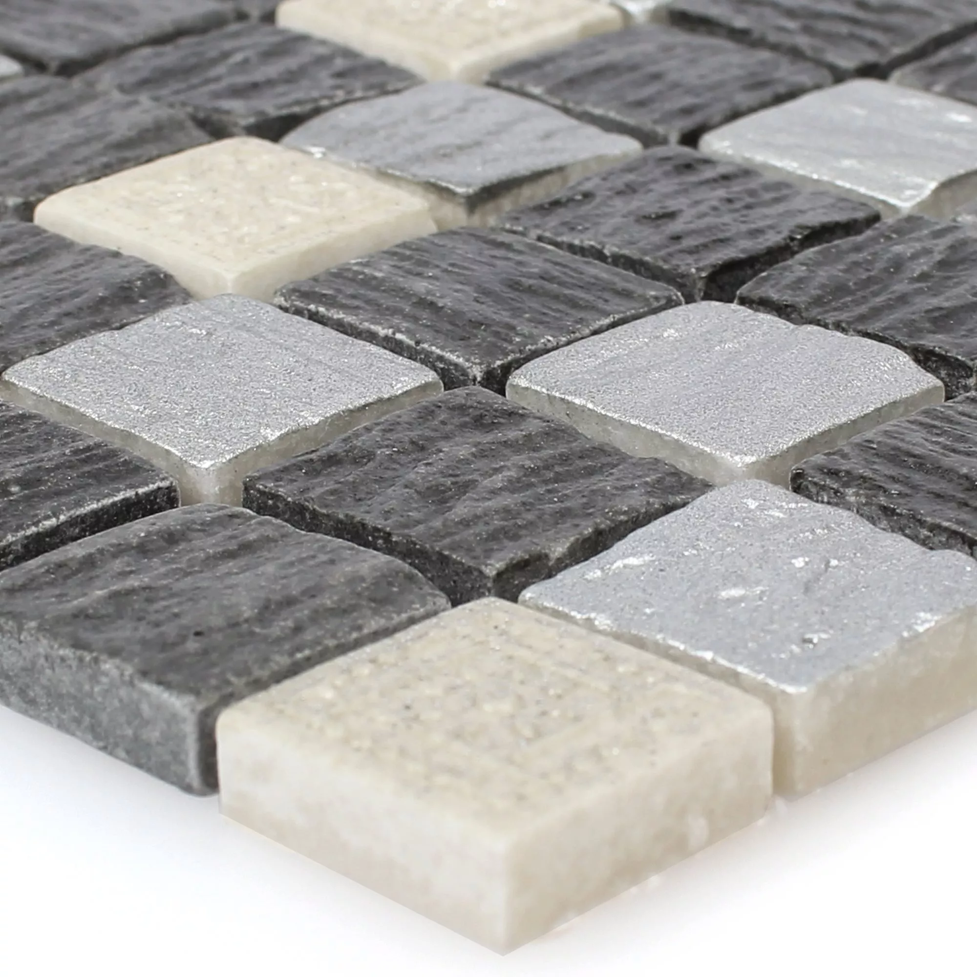 Glasmosaik Natursteinfliesen Colicos Grau Schwarz Silber