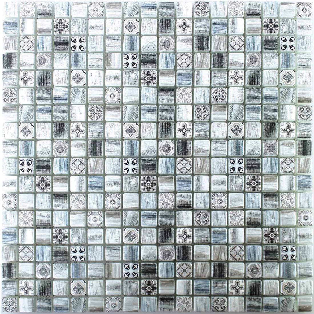 Mosaico Di Vetro Legno Ottica Piastrelle Vision Grigio Blu