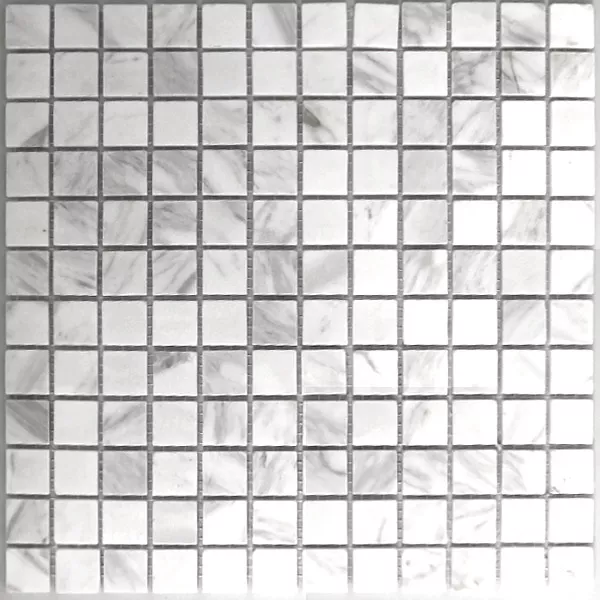 Mosaikfliesen Marmor 23x23x8mm Weiss Poliert
