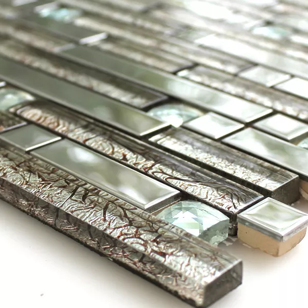 Mosaikfliesen Glas Edelstahl Diamant Schliff