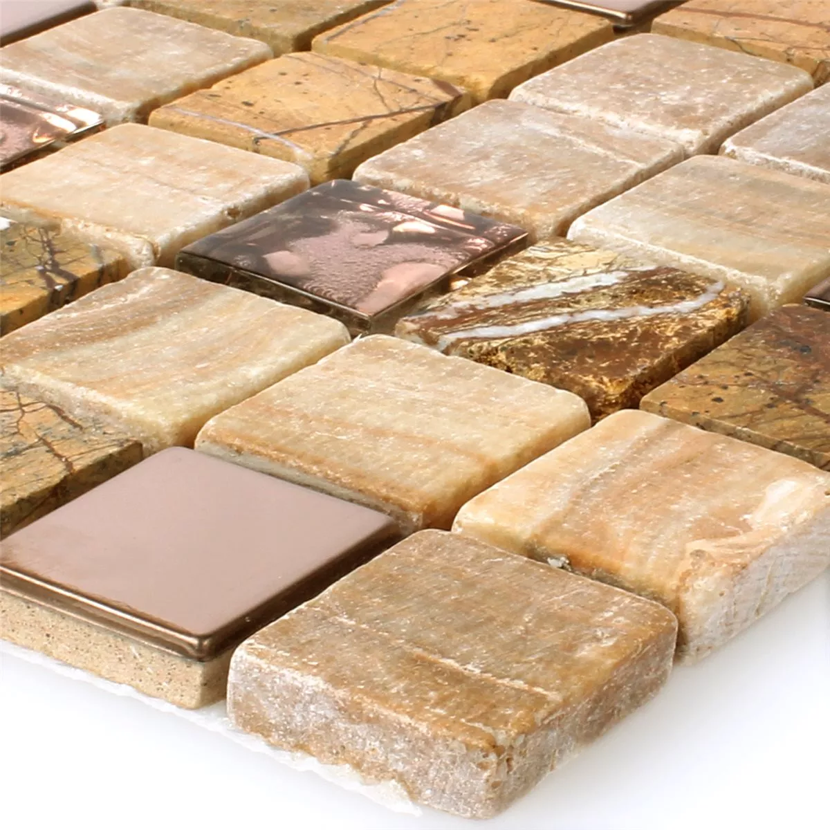 Mosaikfliesen Glas Naturstein Edelstahl Braun Mix Mosaikfliesen Glas Naturstein Edelstahl Braun Mix