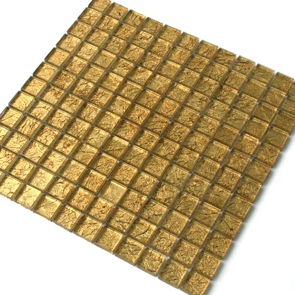 Glasmosaik Fliesen 23x23x8mm Gold Metall
