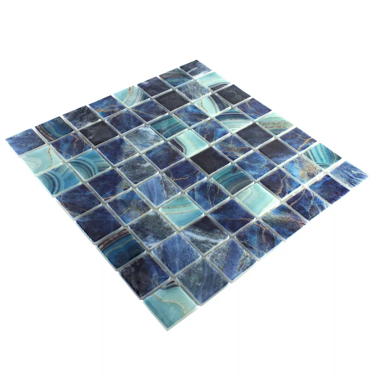 Glas Schwimmbad Mosaik Baltic Blau Türkis 38x38mm