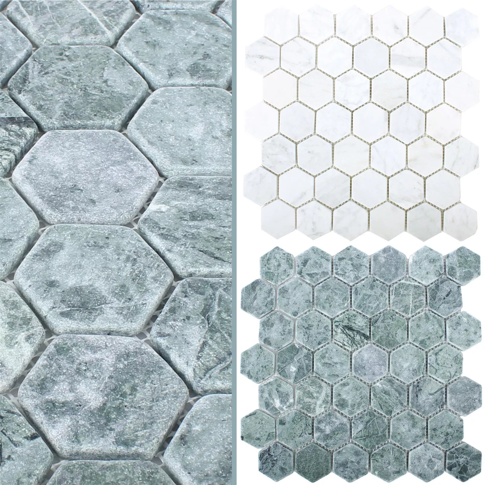 Muster von Mosaikfliesen Marmor Wutach Hexagon