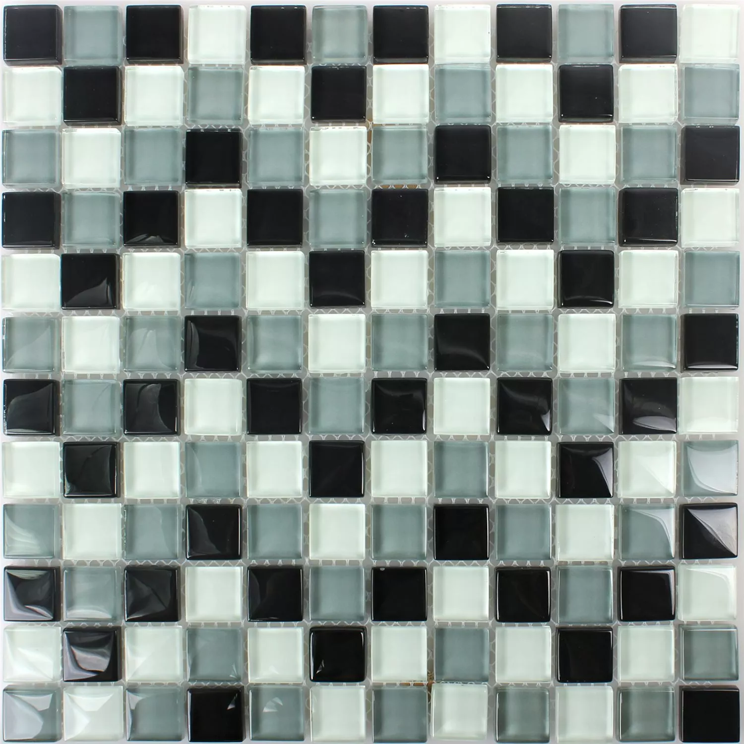Muster von Mosaikfliesen Glas Palmas Schwarz Grau Weiss