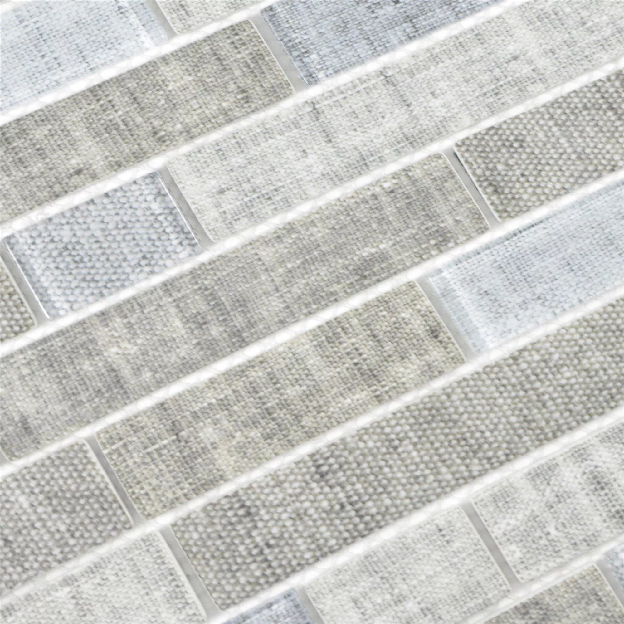 Glasmosaik Fliesen Lyonel Textil Optik Brick Grau