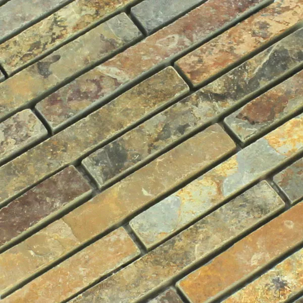 Mosaikfliesen Quarzit Naturstein Multi Color Bunt Mix Stick